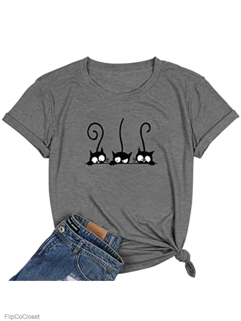 Women's Cat Graphic T-Shirt Short Sleeve Crew Neck Casual